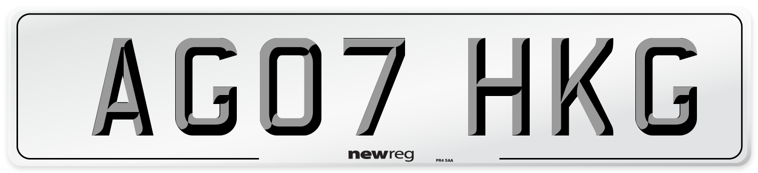 AG07 HKG Number Plate from New Reg
